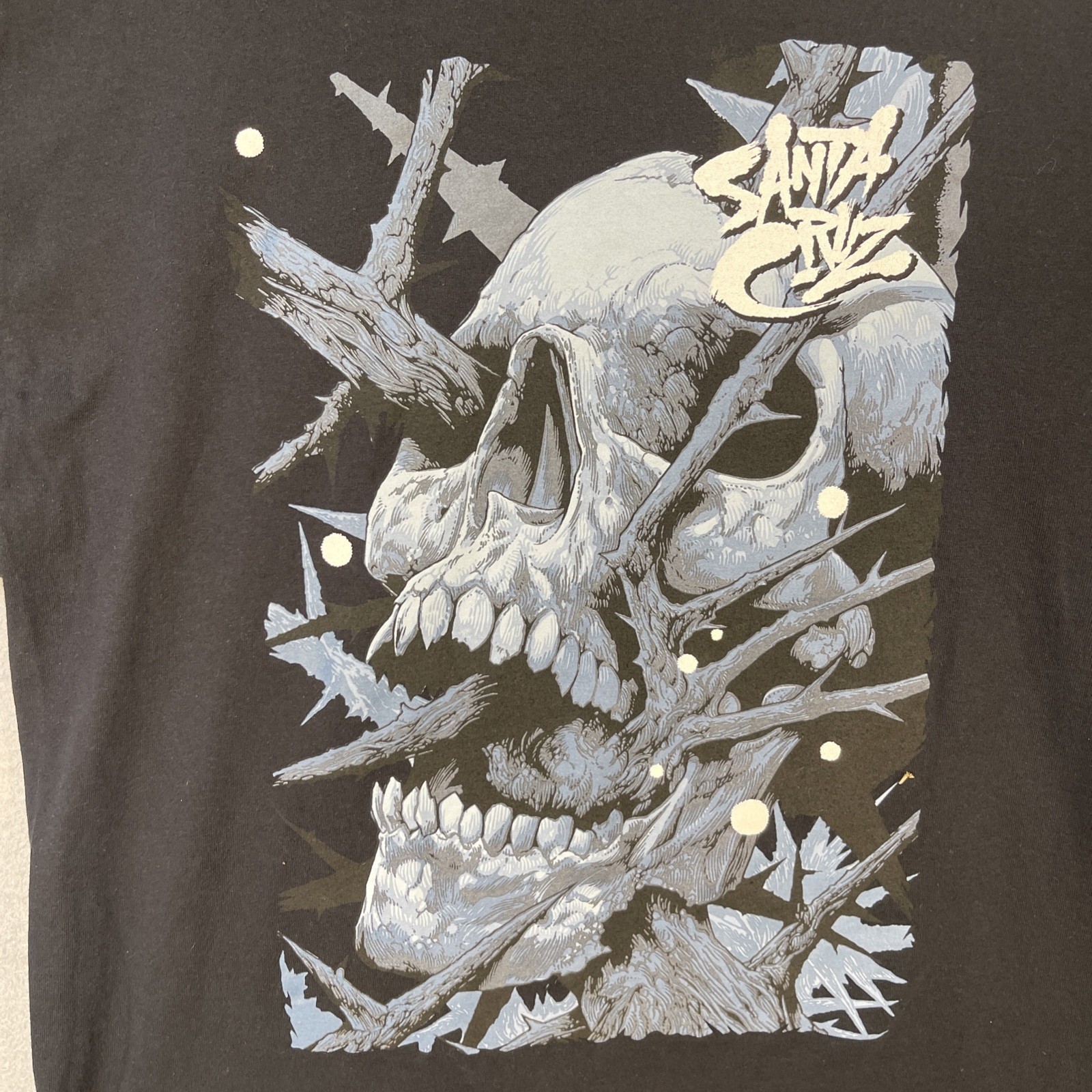 Santa Cruz Skateboards T Shirt Mens XL Black Roaring Skull Thorny Skate Graphic gallery