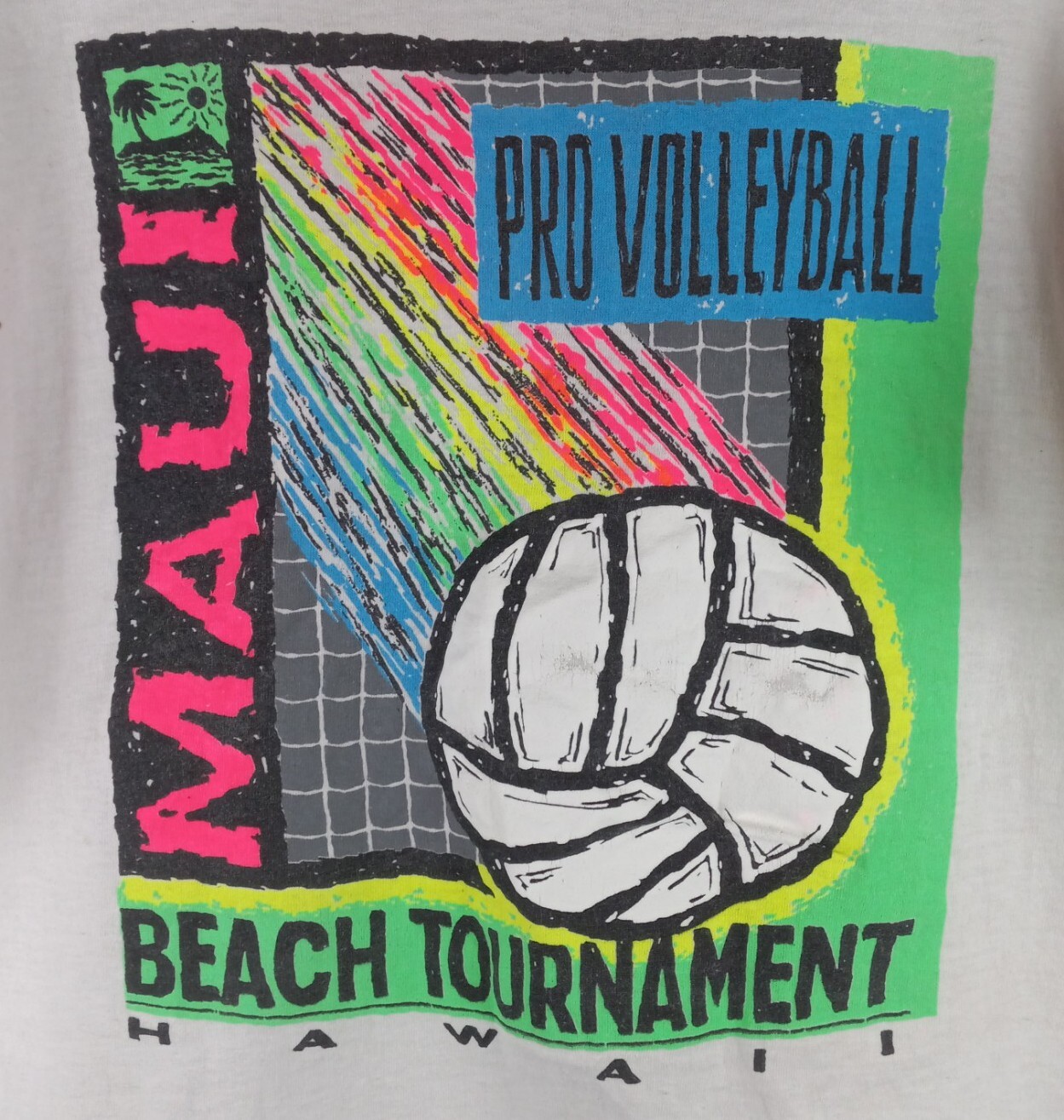 Vintage 90s Maui Beach Volleyball Tournament Double Sided Hawaii Mens Shirt Sz L gallery