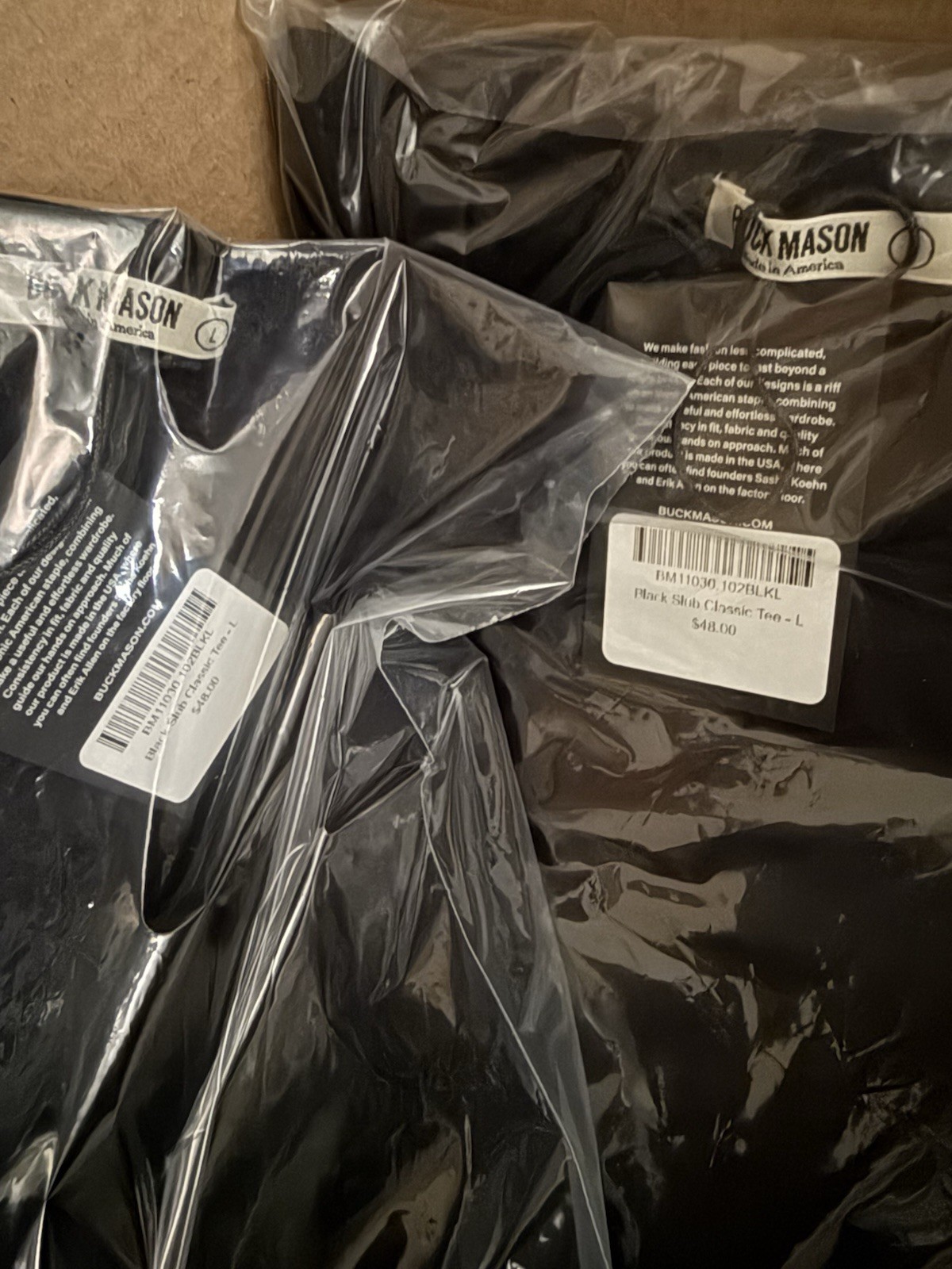 Buck Mason USA Made Slub Cotton 145GSM Black T-Shirt STANDARD Length gallery