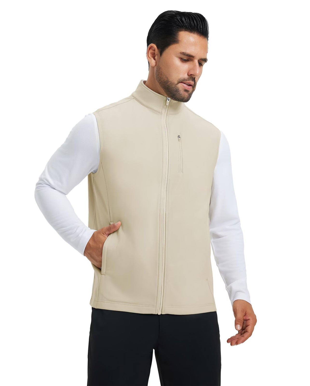 Mens Vests Outerwear Athletic Lightweight Midlayer Full Zip Casual Sleeveless... gallery
