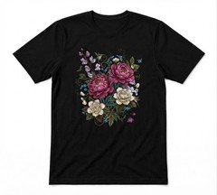 Boho Wildflower Nature Flower Lover Loving Unisex Tee Black T-shirt