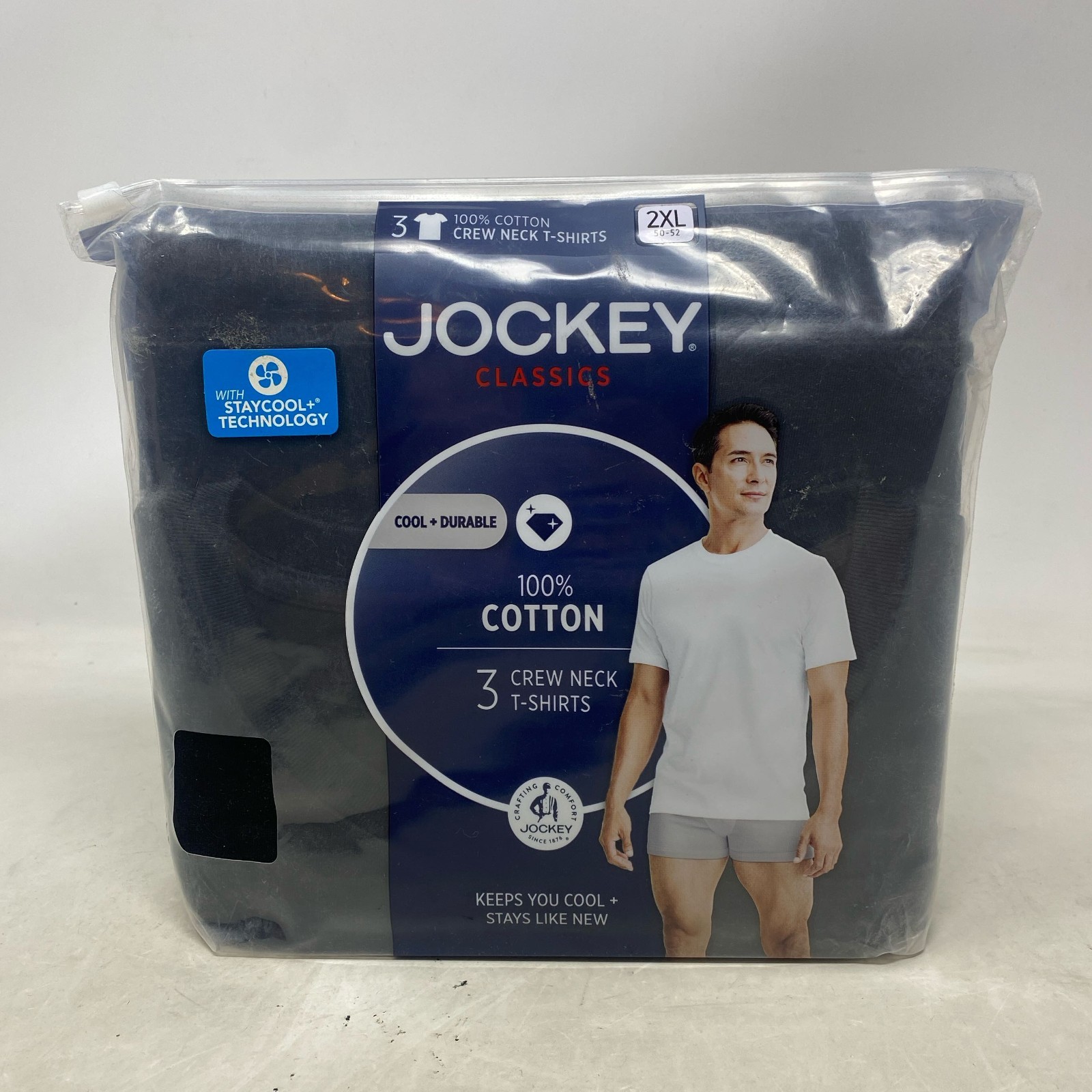 Jockey Classics Men’s Crew Undershirts 3-Pack Black 2XL (9953)