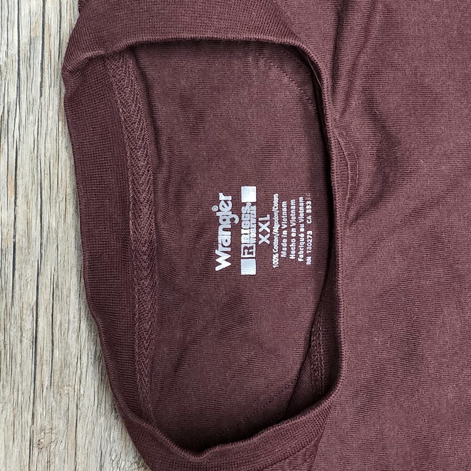 Wrangler Riggs Short Sleeve T-Shirt 2XL Pocket 100% Cotton Maroon gallery