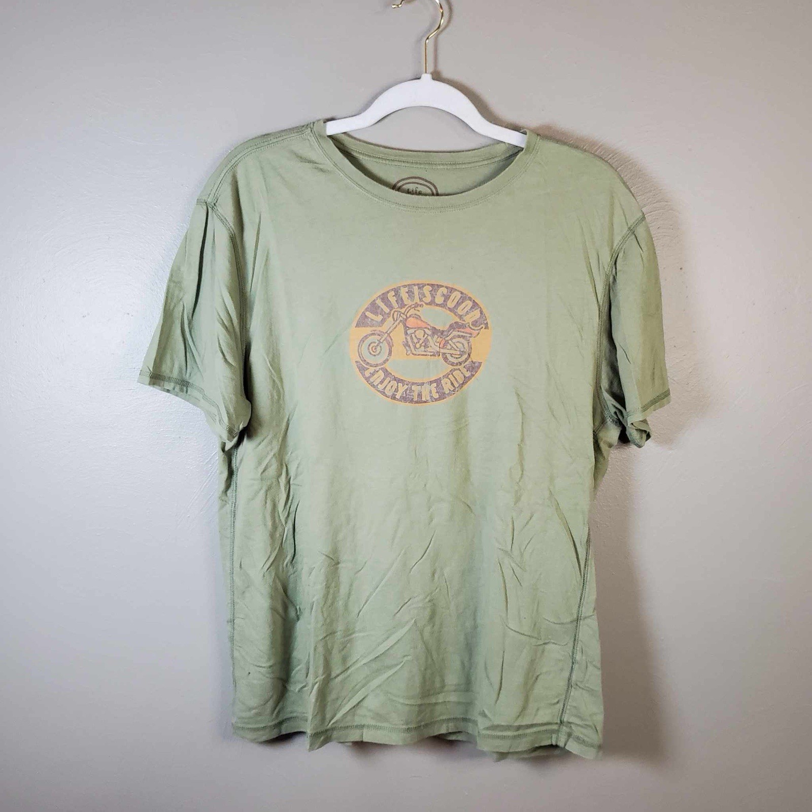 Life Is Good T Shirt Semi Fitted Sleep Short Biker Enjoy The Ride Medium M gallery