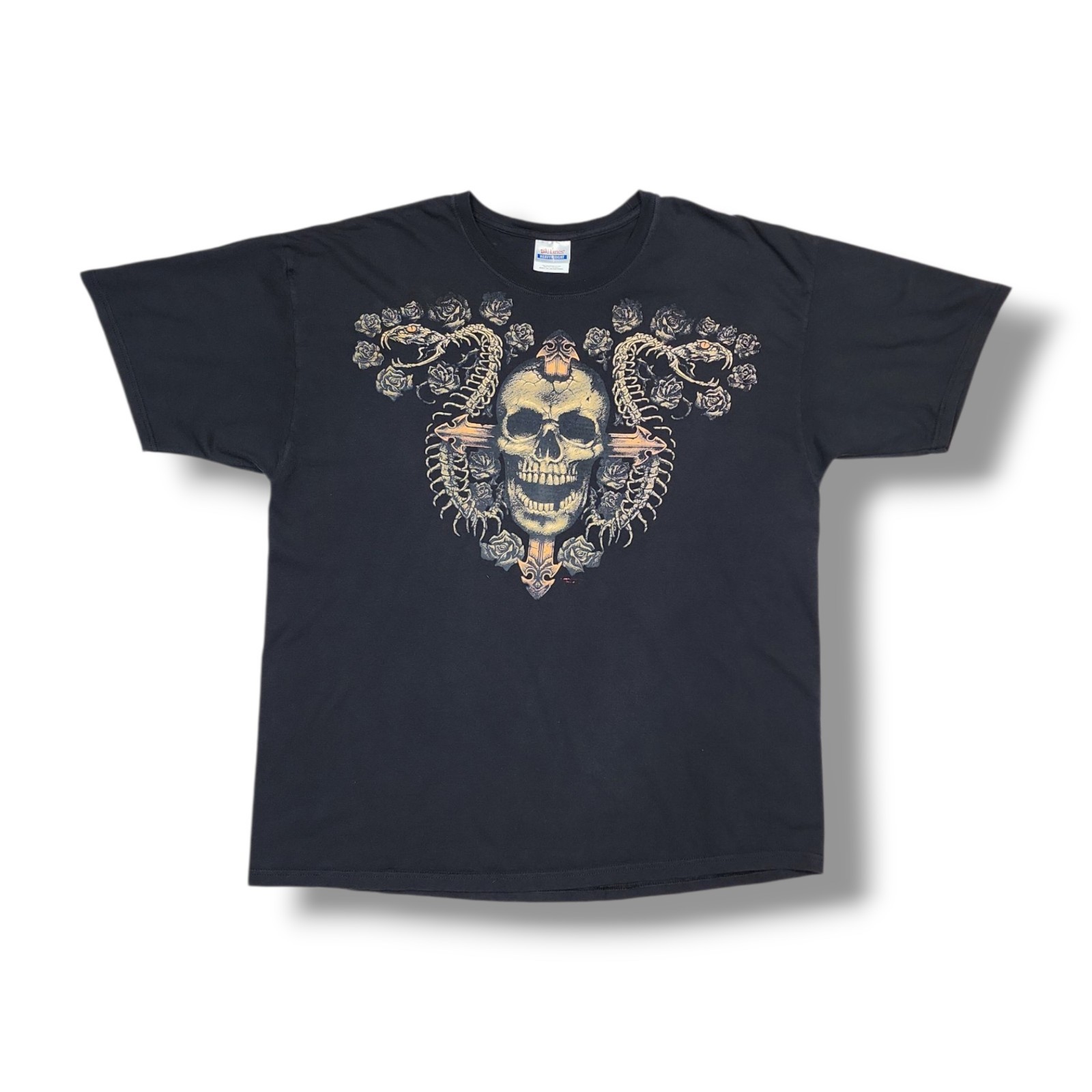 Hanes Vintage Style Skull & Snake Skeleton Graphic Black T-Shirt Men’s 2xl