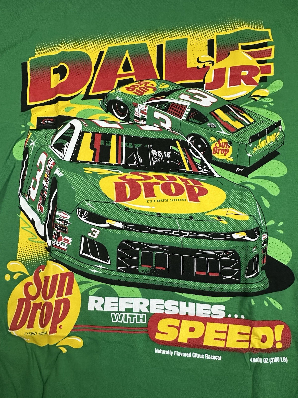 Dale Jr Sun Drop Shirt Mens XL Green NASCAR Race Car Graphic Tee 100% Cotton gallery