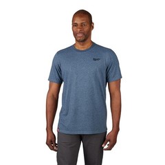 Milwaukee Men’s X-Large Blue Cotton/Polyester Short-Sleeve Hybrid Work T-Shirt