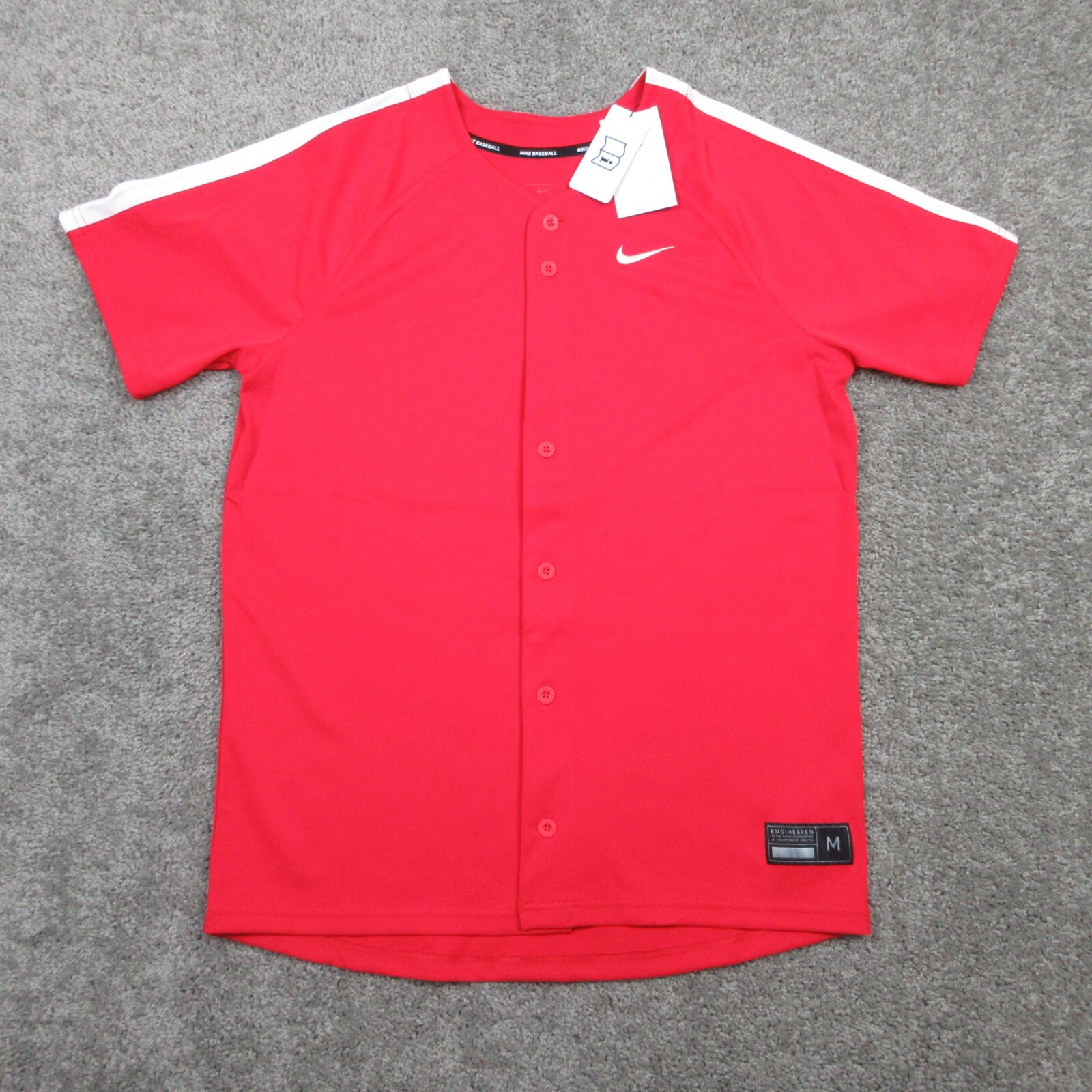 Nike Baseball Jersey Mens Medium Red Custom Blank Vapor Full Button Swoosh NWT gallery