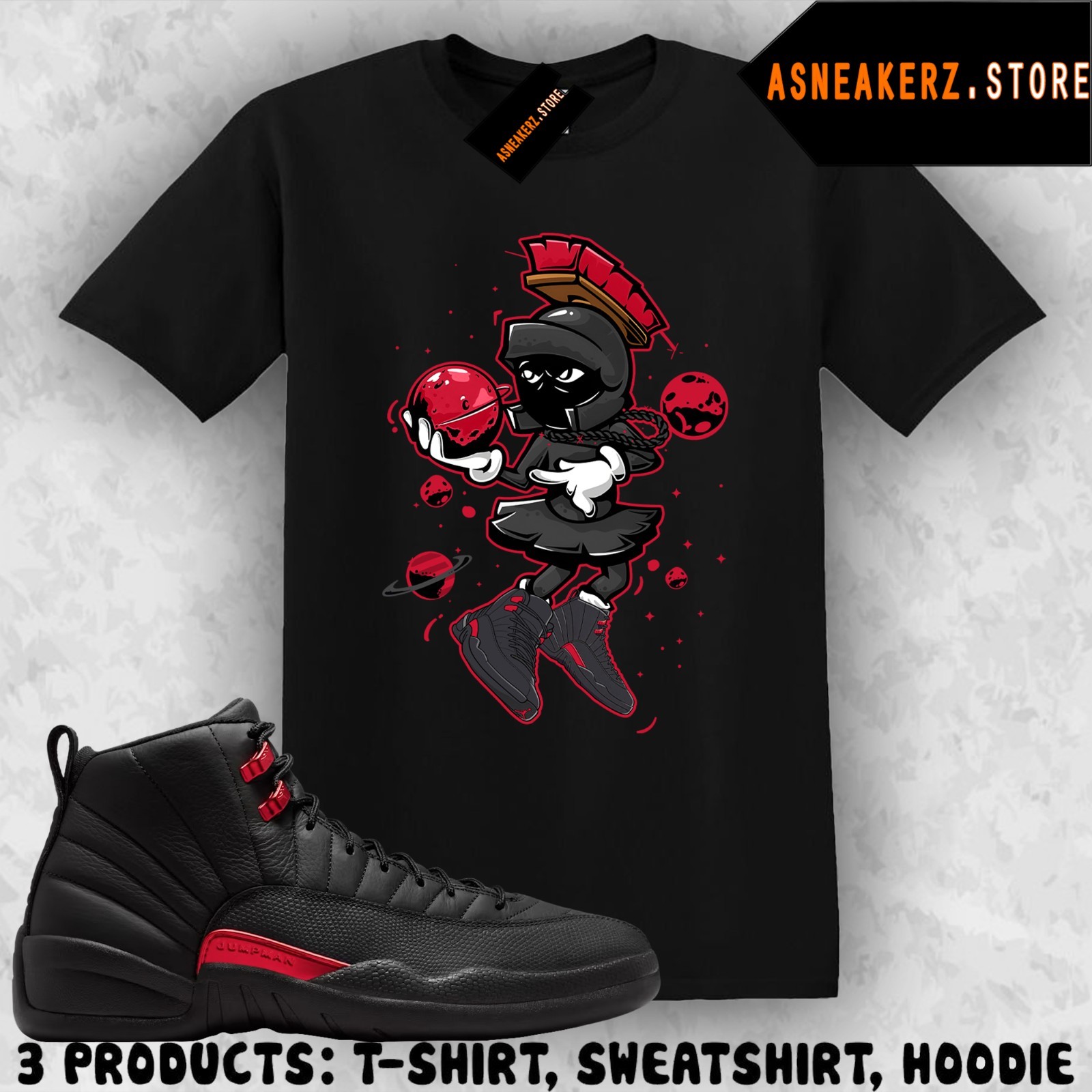 Shirt Matching AJ 12 Bloodline 2026 To Match Sneaker Sneakerhead Martian T-Shirt gallery