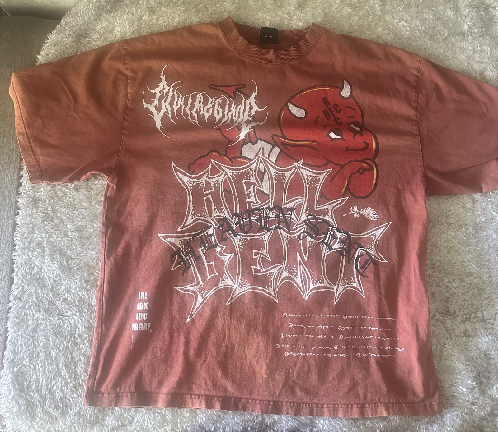 Civil Regime Graphic Oversized T-Shirt Men’s XL Brown Devil Streetwear Tee gallery