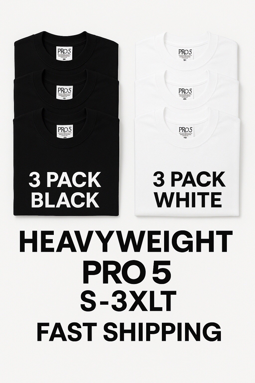 Pro 5 T Shirt 3 Pack Men Thick Plain Short Sleeve Tee S- 3XLT gallery