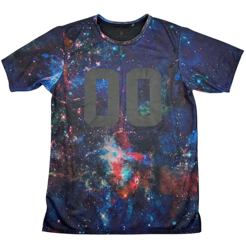 On The Byas Men’s Large Galaxy Jersey Mesh Number 00 Crew Neck Large Space