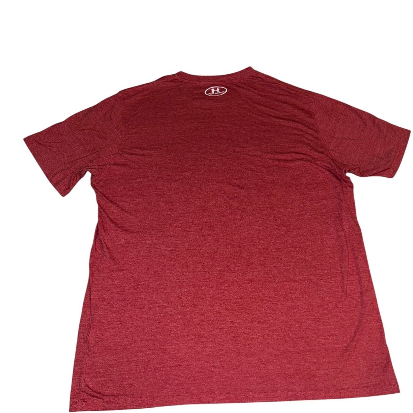 Under Armour Mens XL Loose Fit Short Sleeve T-Shirt Heather Red Logo Athletic gallery