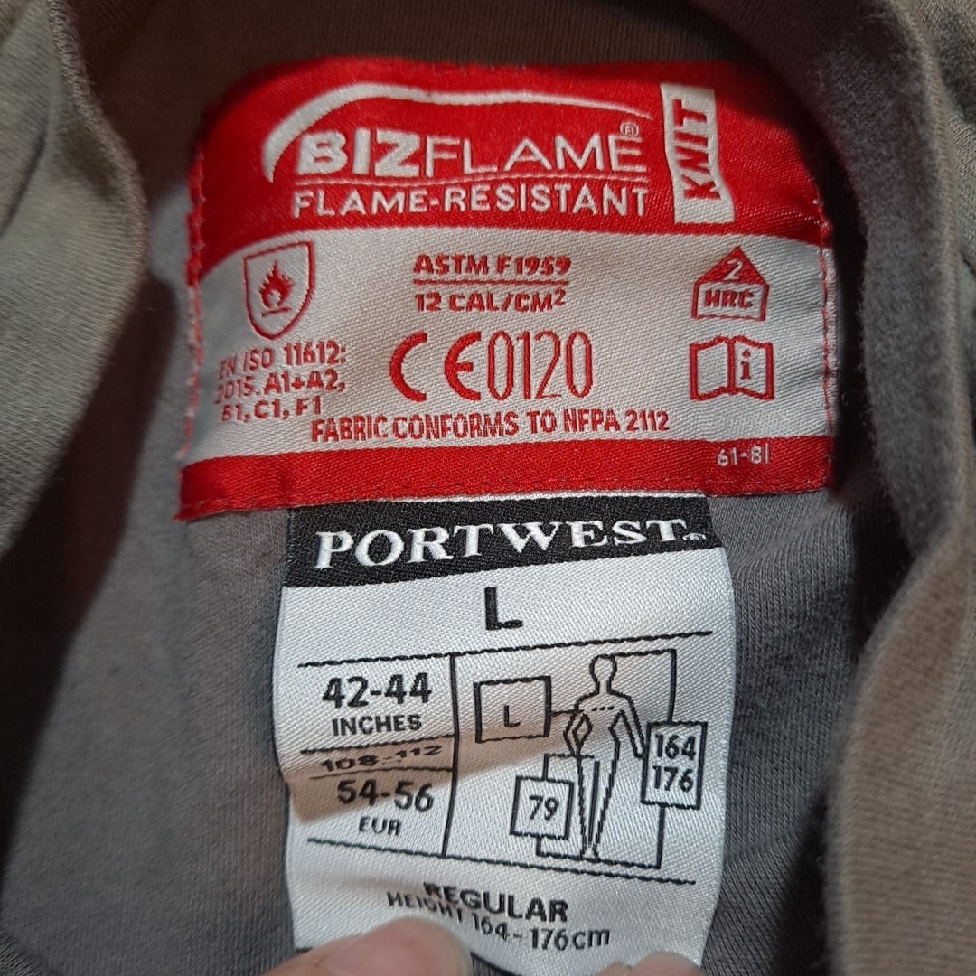 Portwest Shirt Mens Large Gray Flame Resistant Long Sleeve Bizflame FR NFPA 2112 gallery