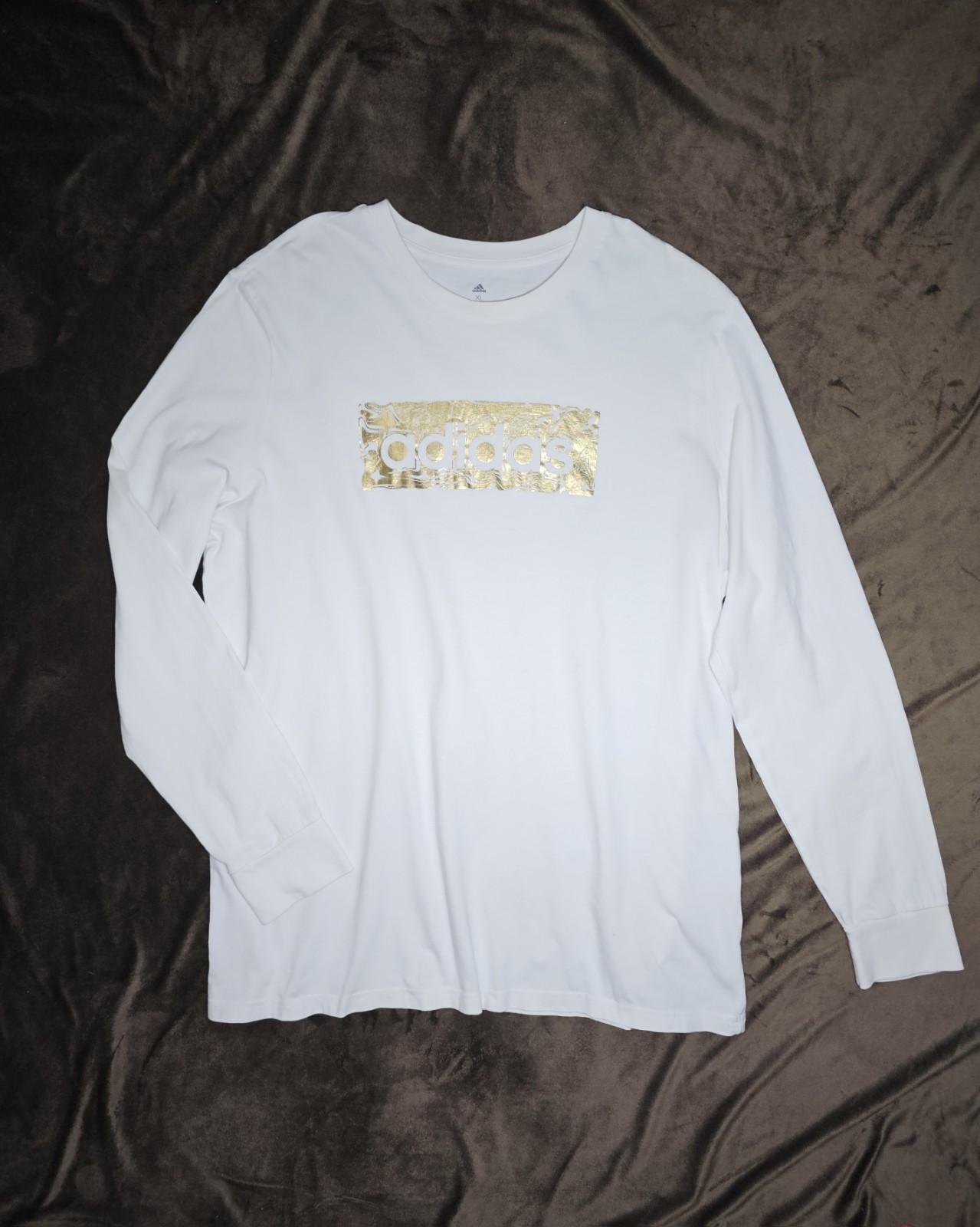 Adidas Men’s Tee Liquid Foil Linear Graphic Long Sleeve Shirt Metallic Size XL
