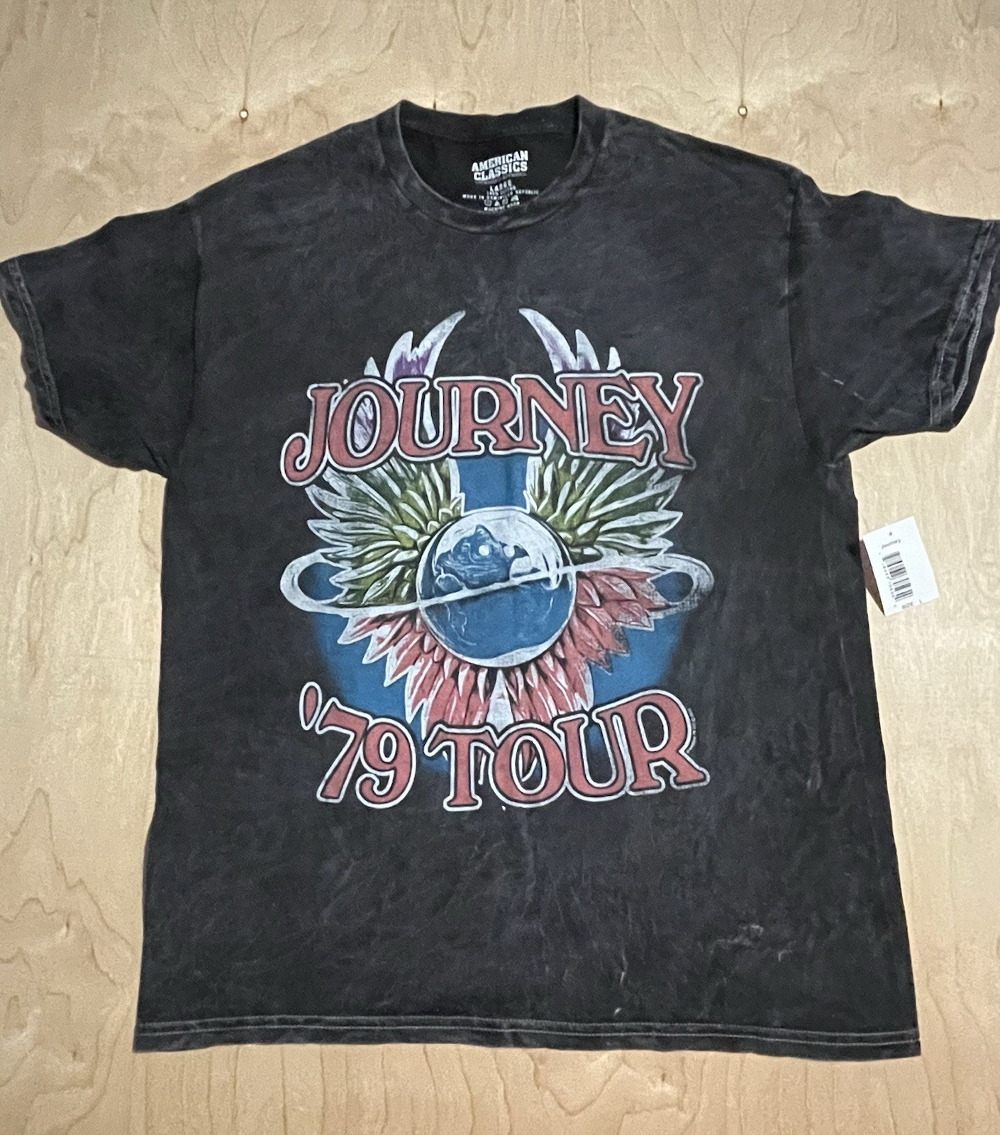 Journey ‘79 Tour Graphic T-Shirt Men’s Pre-washed Short Sleeve Black Size L