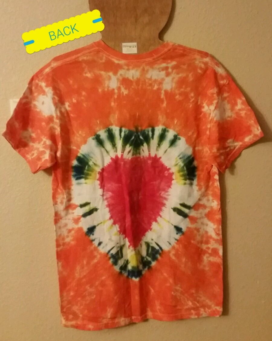 NEW 💙U CHOOSE🧡: 2 COLORS Men's Med TIE DYE "HEART BOTH SIDES" Gildan T-Shirts gallery