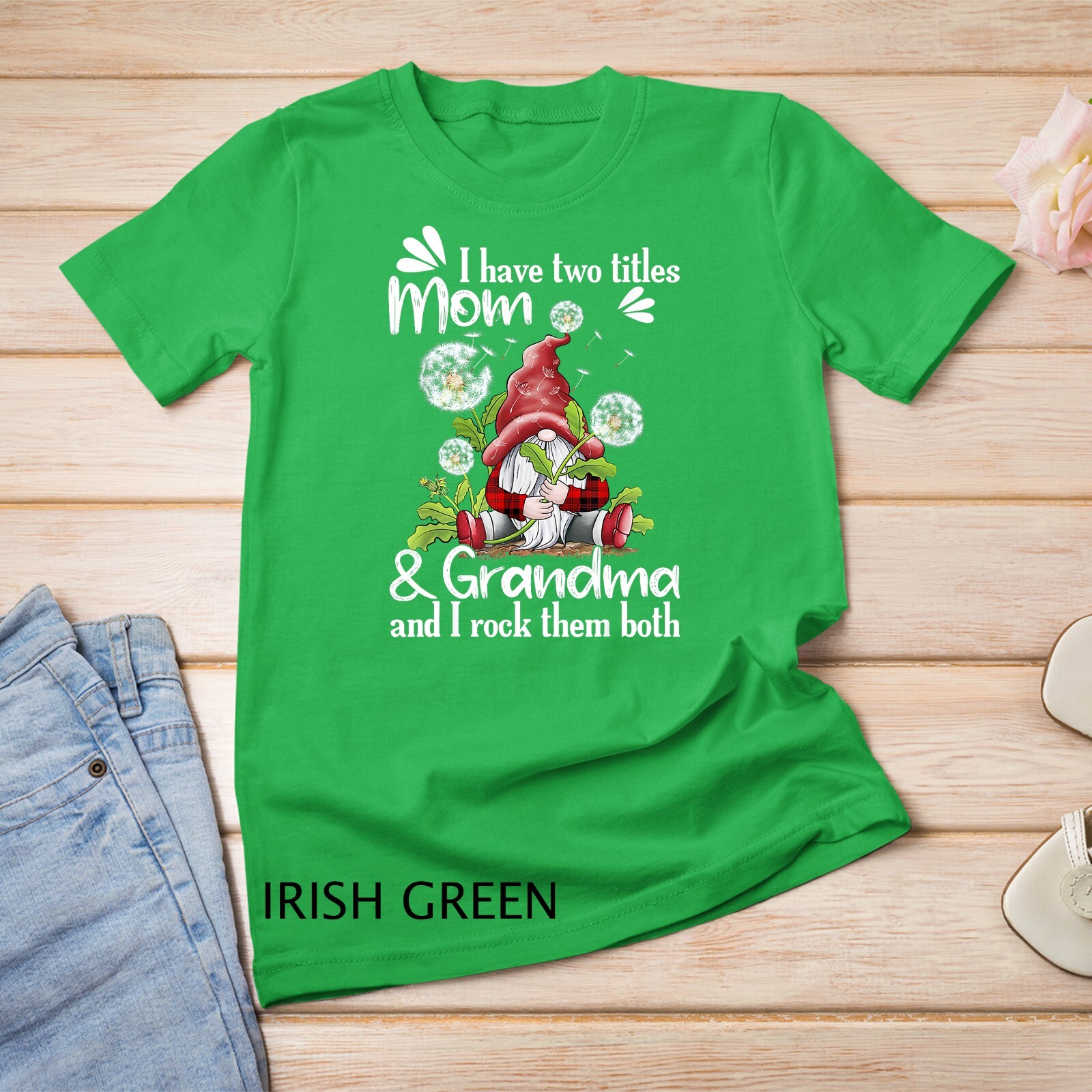 I have two titles MOM and grandma Dandelion Gnome mother day Unisex T-shirt gallery