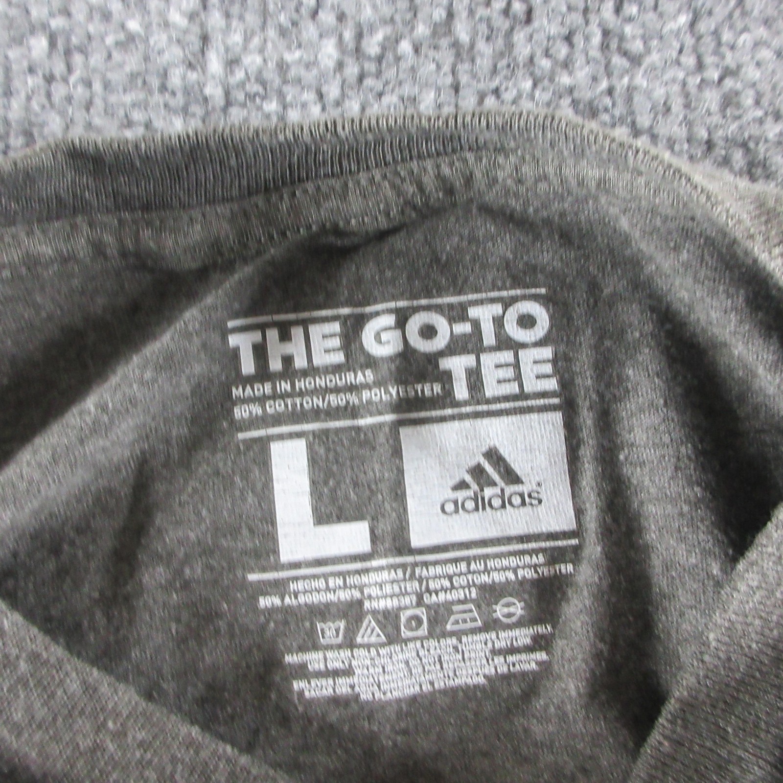 Adidas Shirt Mens L Gray The Go-To Tee Logo Graphic Short Sleeve Sports Athletic gallery