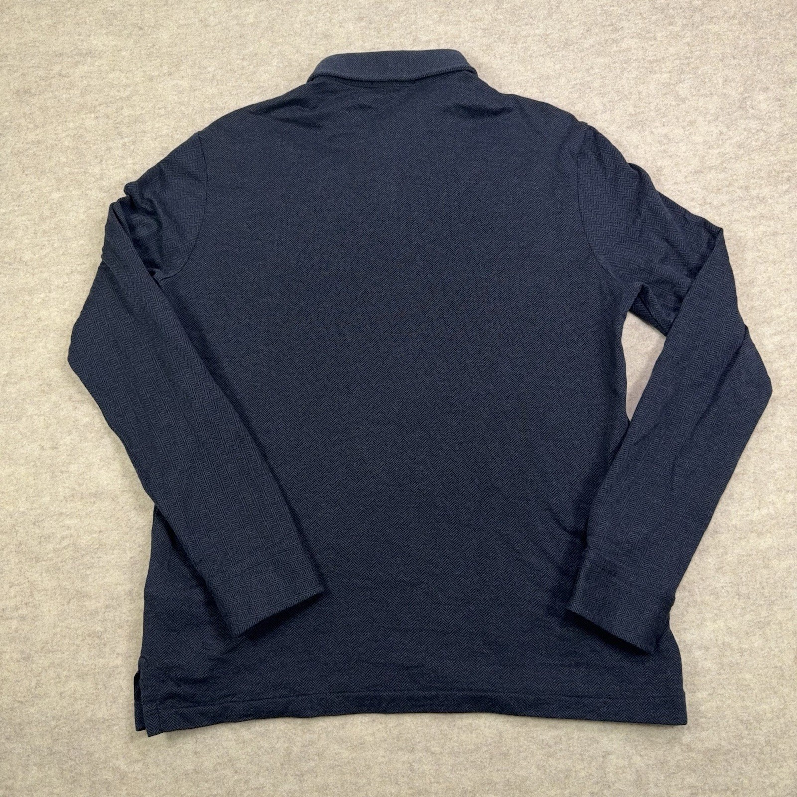 Polo Ralph Lauren Custom Slim Fit Herringbone Polo Long Sleeve Shirt Navy Medium gallery