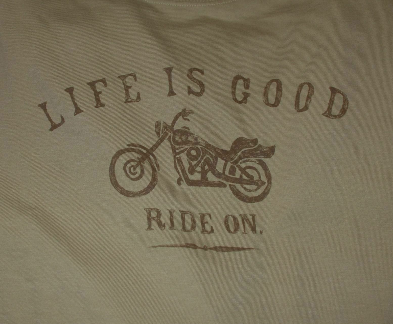 NWT Men's Life Is Good Ride On Motorcycle Khaki LS Crusher Tee gallery