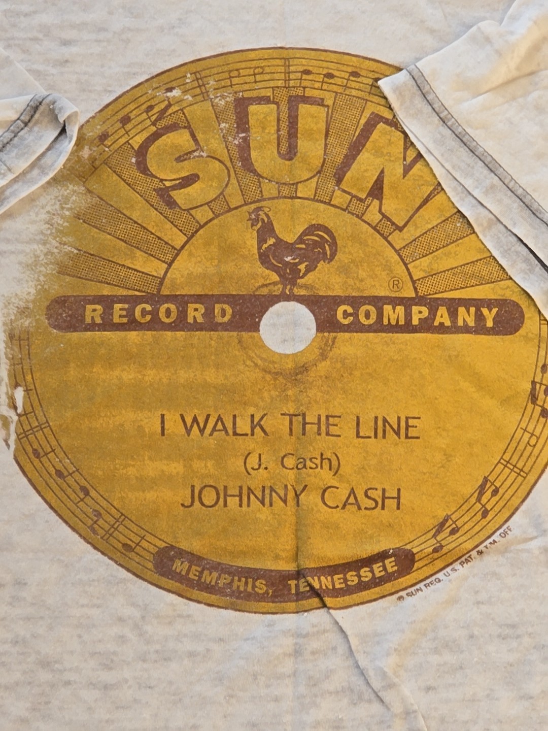 Sun Records Johnny Cash I Walk The Line T Shirt Burnout Paper Thin Sheer Large gallery