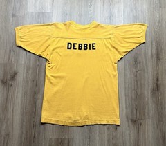 60s VINTAGE Kappa Alpha Theta Fraternity Yellow Cotton Jersey Shirt Size Medium