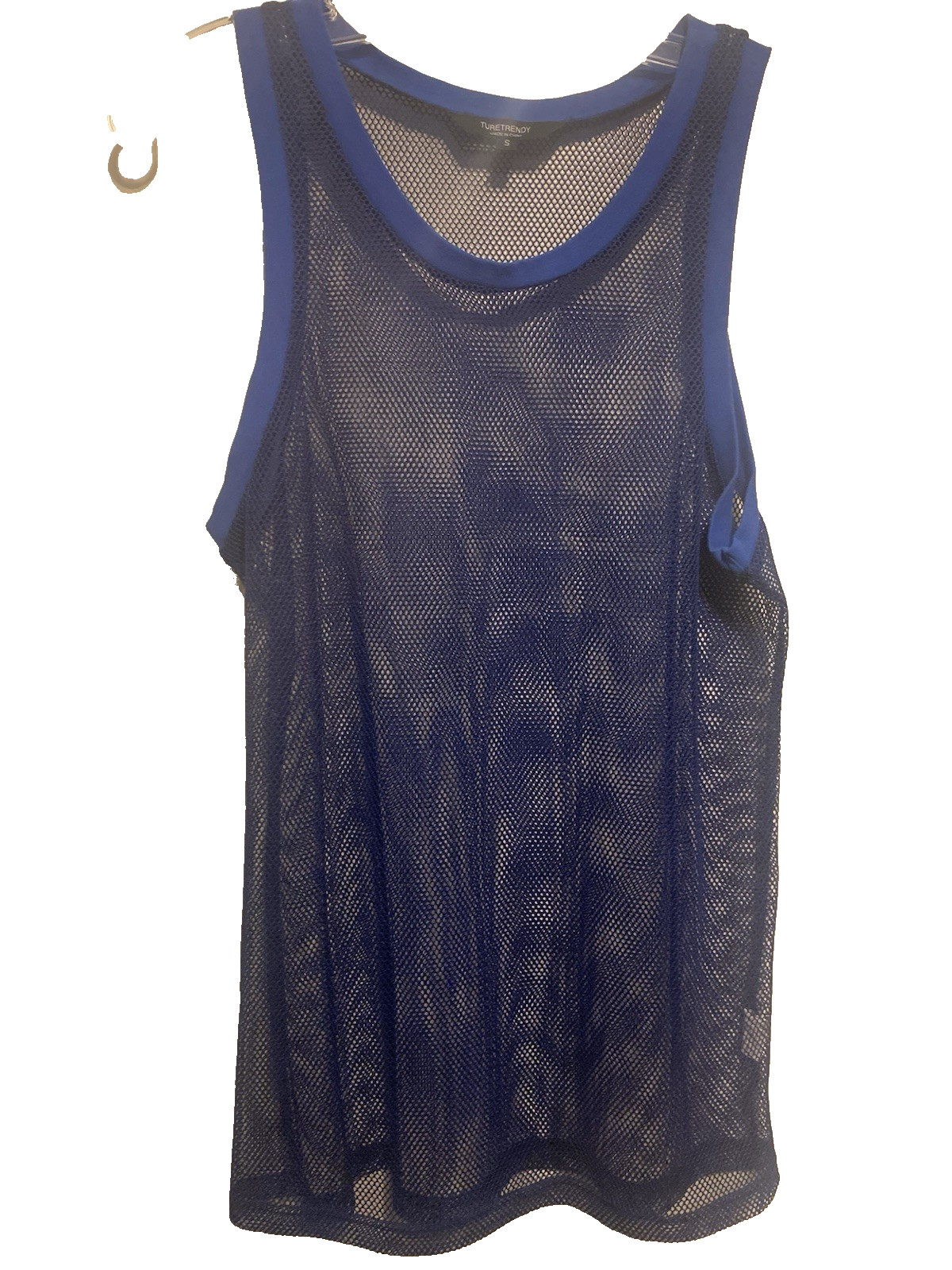 Men's Ture TrendyFishnet Mesh Tank Top Vest Royal Blue Stretch Size Small NWOT gallery