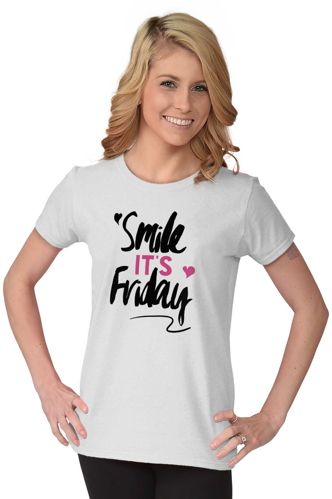 Smile Its Friday Funny Weekend TGIF Gift Womens Short Sleeve Ladies T Shirt gallery