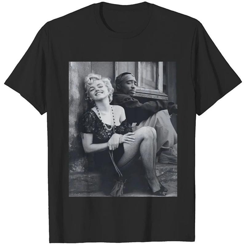Marilyn Monroe and 2Pac Cotton Unisex Tshirt Streetwear gallery