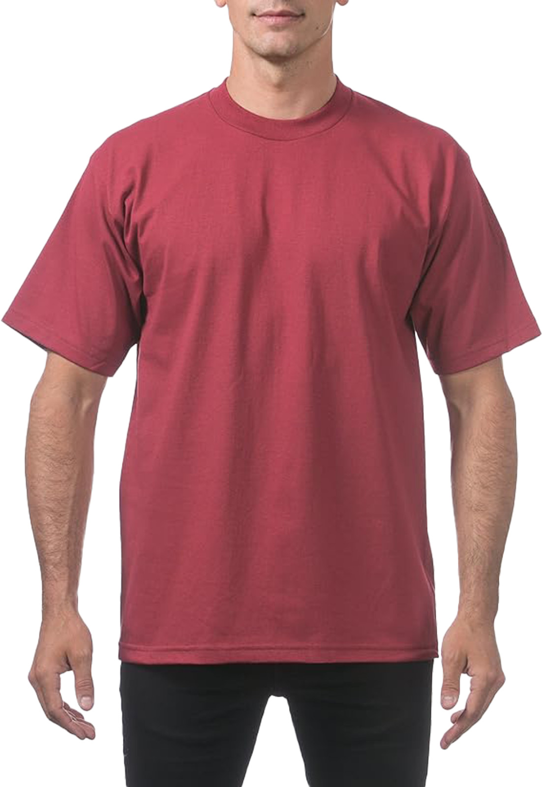 Pro Club Men's Heavyweight T-Shirt Crew Neck Plain Blank Short Sleeve Tee All Si gallery