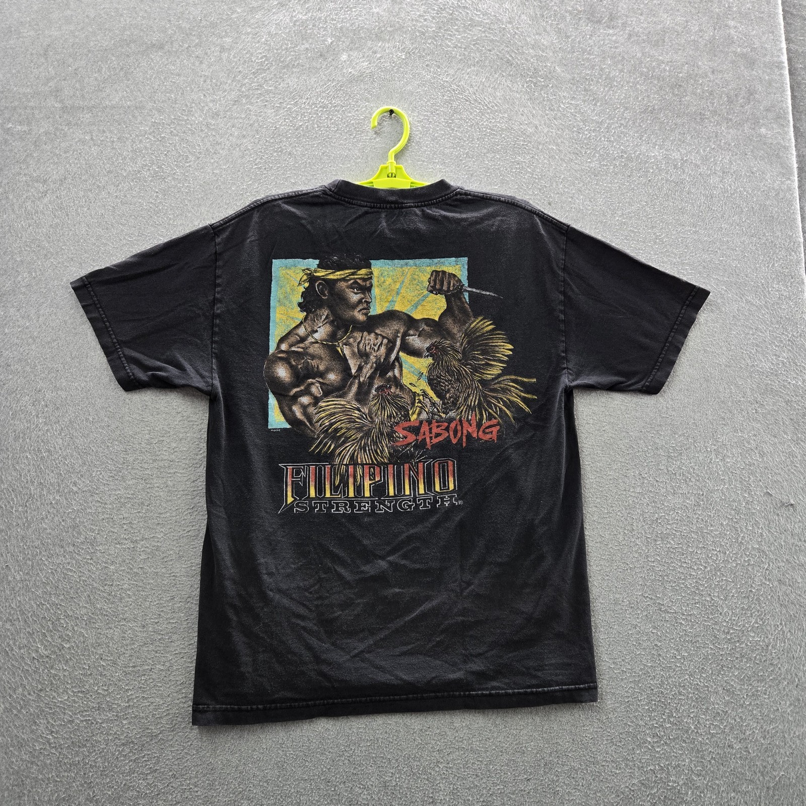 VINTAGE Filipino Strength Men Shirt L Black 90s USA Made Warrior Sabong