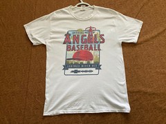Angels baseball T shirt Medium Los angeles Anaheim White mens MLB M Cheverolet