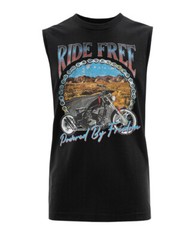 2XL (50-52) Men’s Black Patriotic Graphic Biker Muscle Tank Top #4321