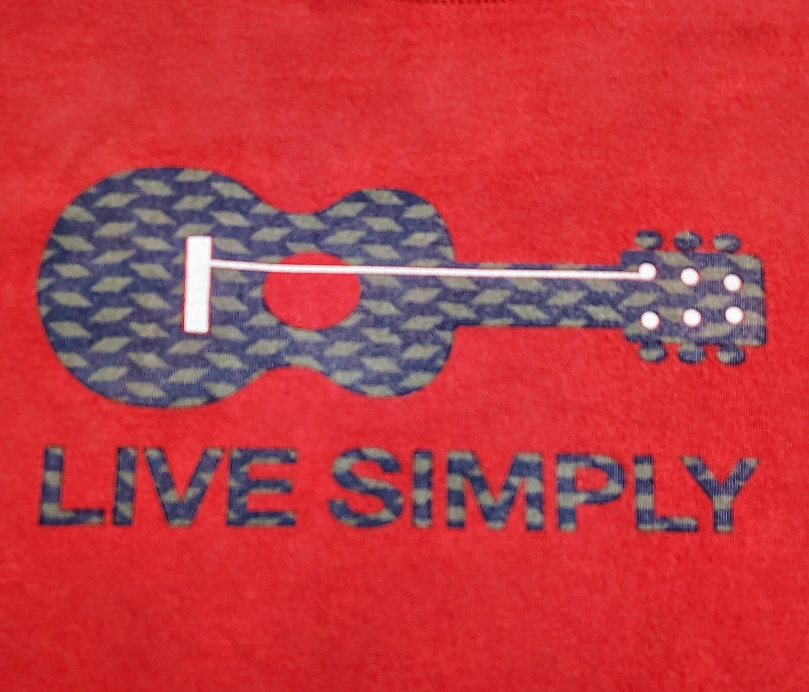 Patagonia T-Shirt Mens Size Large Red Live Simply Guitar Cotton