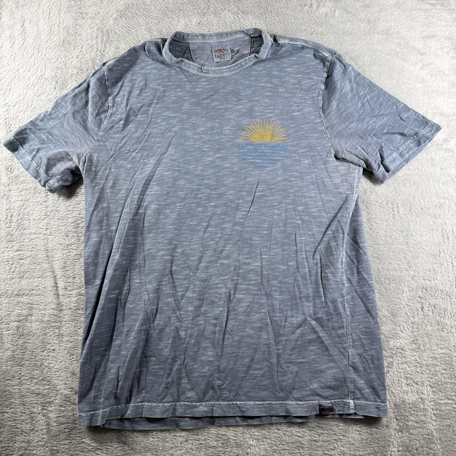 Faherty Shirt Mens Medium Blue Sunrise Graphic Crewneck Tee Casual Beach Outdoor gallery