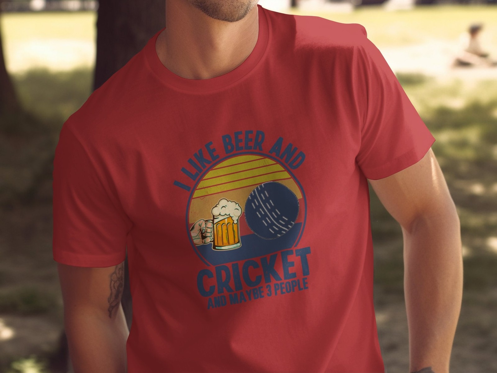 I Like Beer and Cricket T-Shirt Funny Sports Fan Gift Mens Womens Casual Tee Top gallery