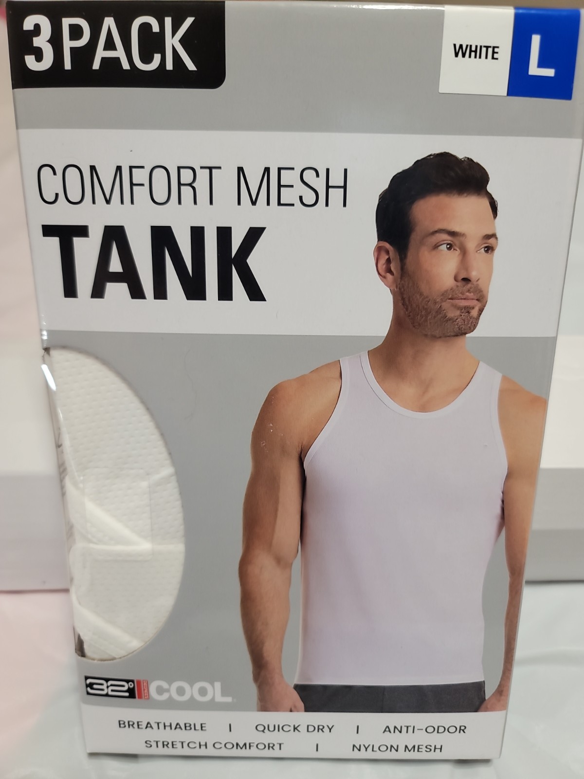 Brand New 32 Degrees Cool Men's Comfort Mesh Tank Tops - 3 Pack White Large gallery