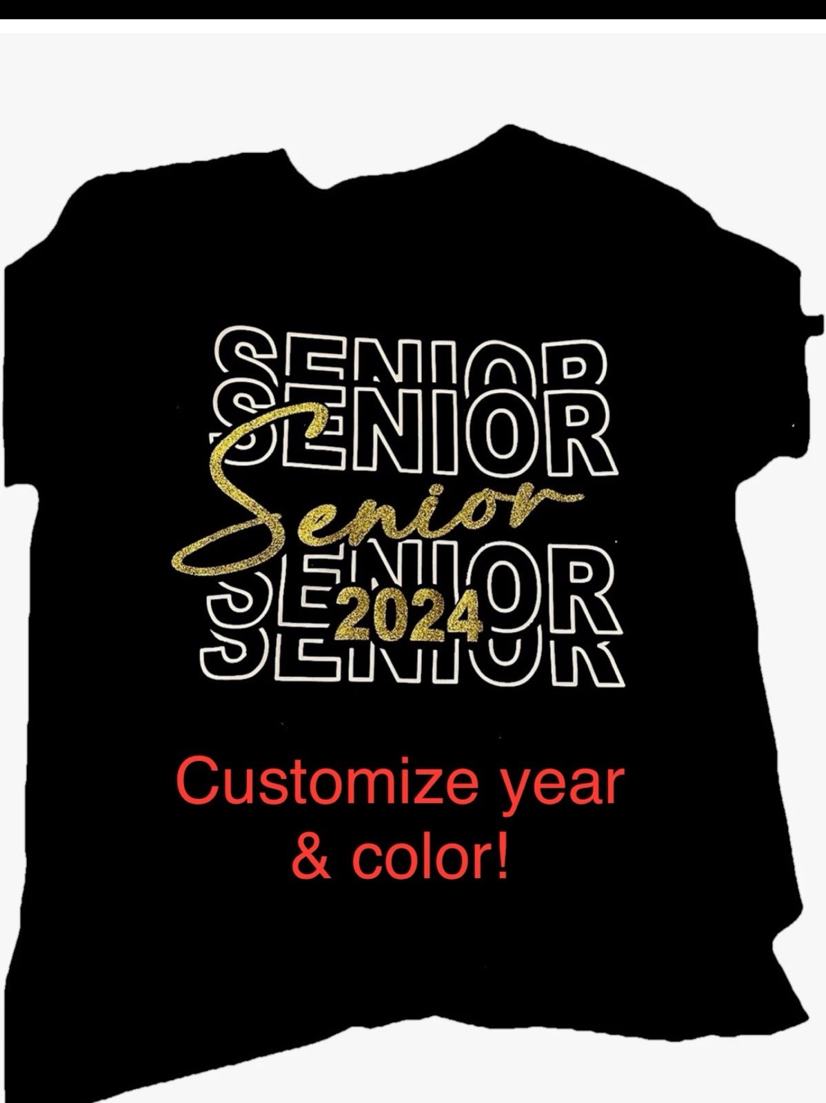 Mens Black School “Senior 202x” Graphic Print T-Shirt Regular Fit-customizable