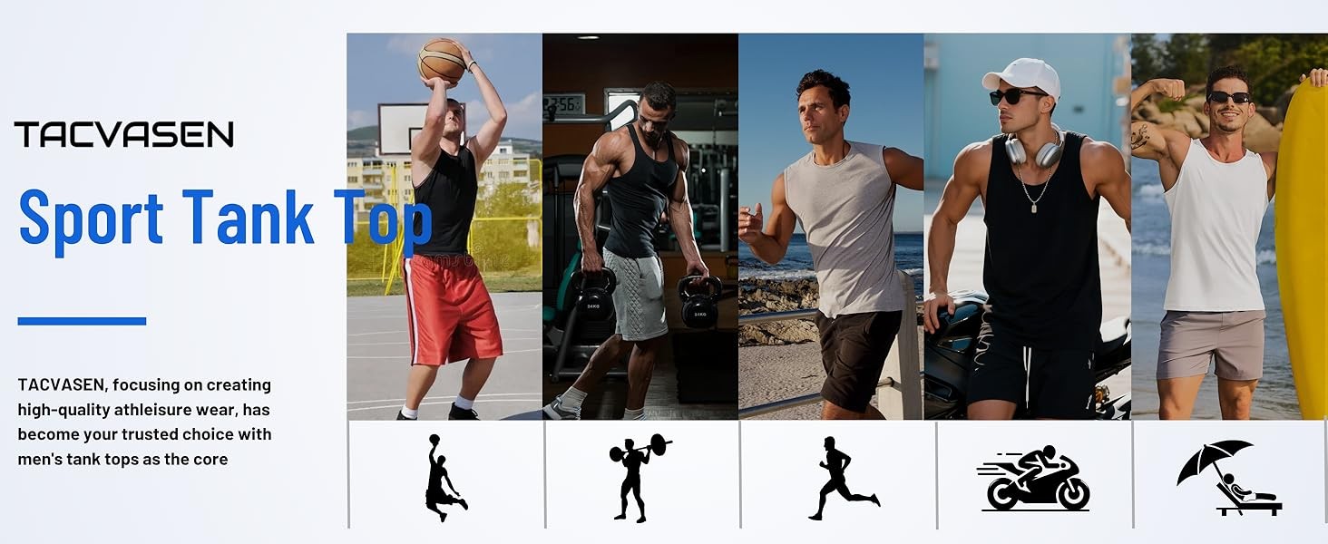 Mens UPF 50+ Tank Top Moisture Wicking Summer Sleevless Workout Gym Mucsle Shirt gallery