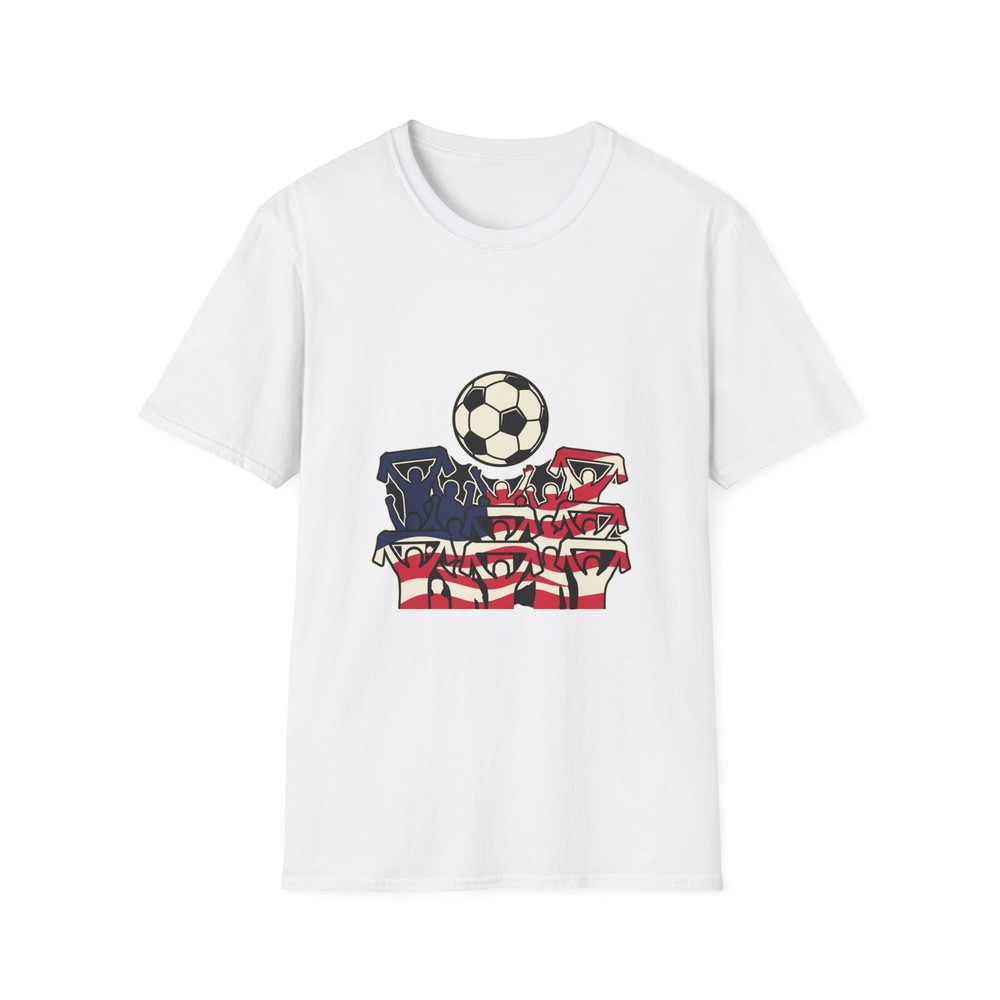 Men Soccer & Flag T Shirt Soft Ring Spun Cotton Crew Neck Sport Graphic Tee