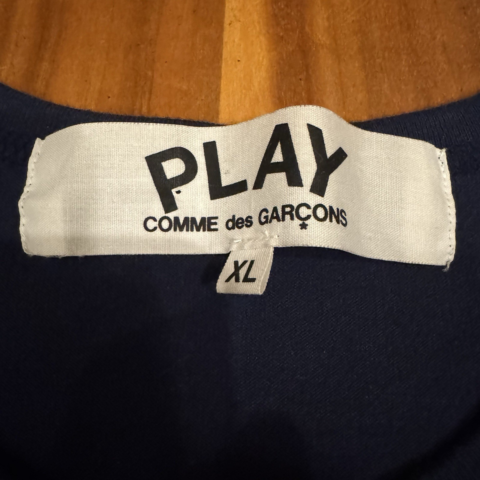 PLAY Comme des Garcons Navy Embroidered Heart Logo Crewneck Tee Size XL gallery