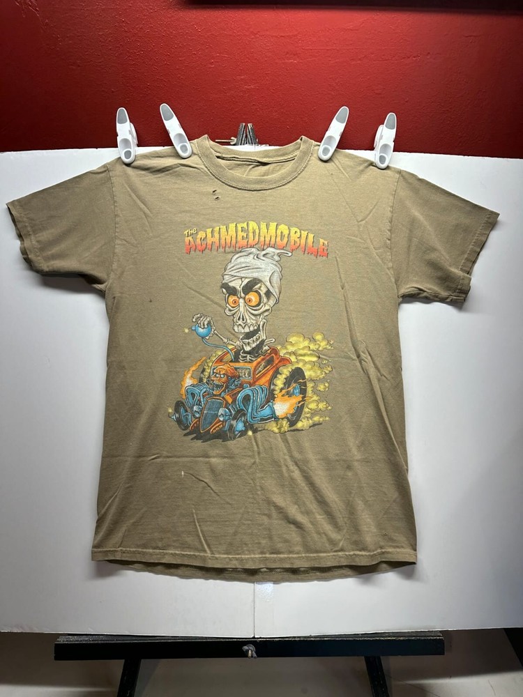 Achmedmobile Bones Skull Flames Halloween Short Sleeve Crew Neck Sz L T shirt