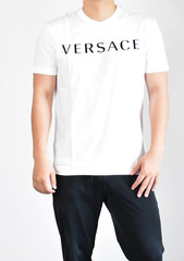 Versace Mainline Embroidery Logo T-shirt Cotton Iconic Retro Shirt Tee Top S