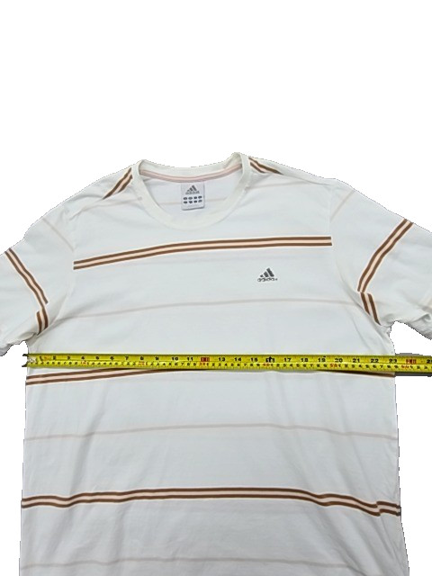 Adidas Originals H. T-Shirt White Striped XL Crew Neck Short Sleeve Casual Tee gallery