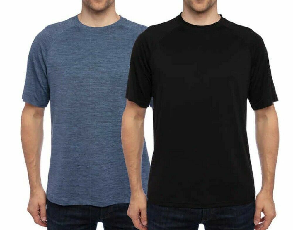 Glacier Performance Men’s 2-pack Tee T-Shirt Black Solid/Denim Space Dye, Size S