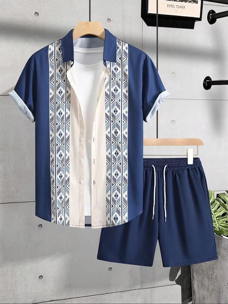 Men Summer Outfit 2-piece Set Short Sleeve T-shirt and Shorts Sweatsuit Set gallery