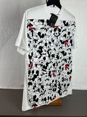 Disney Unisex White Mickey Mouse Printed T-Shirt Large Short Sleeve New With Tag