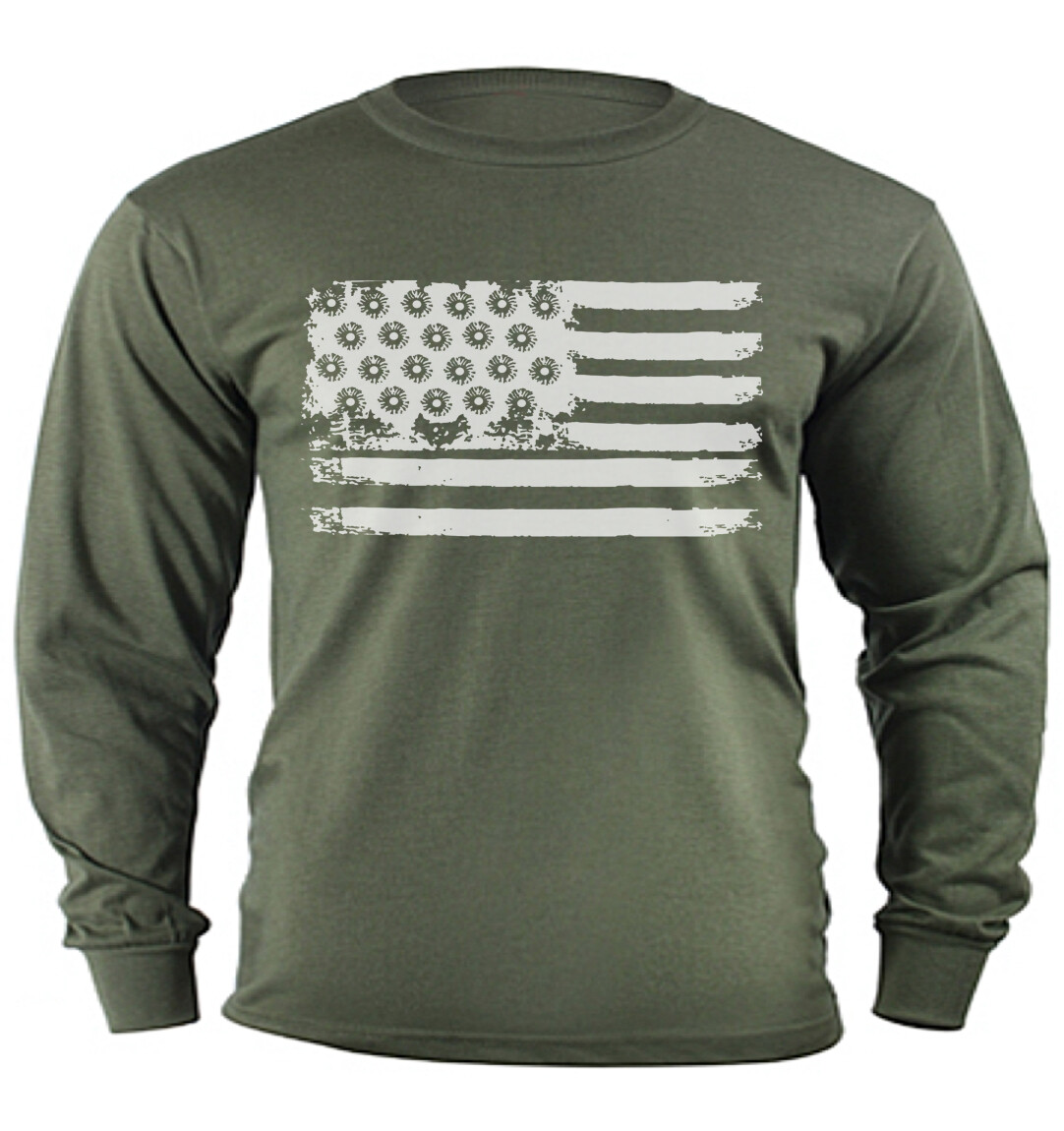 Mens Graphic Tee Military Tactical Gear T-shirt American Flag Bullet Holes Decal