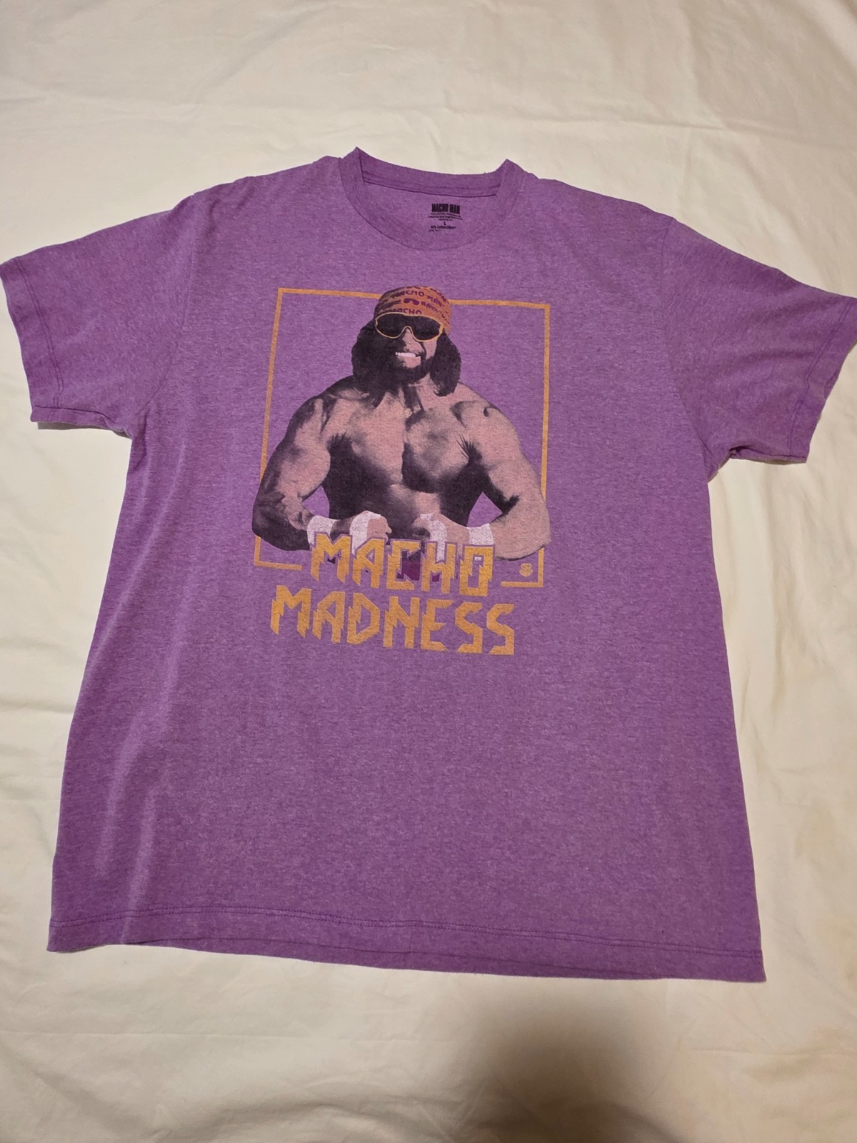 WWE Macho Man Madness Official Purple Heather Soft T-Shirt Sz Large Excellent